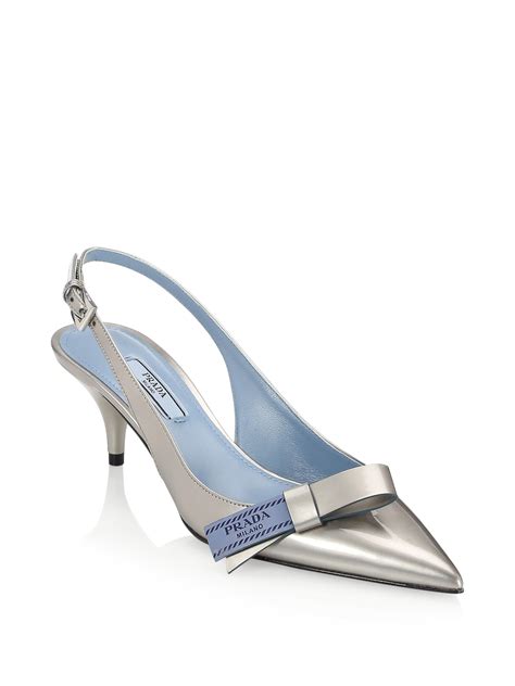 prada suede kitten heel pumps|Prada leather slingback wedge pumps.